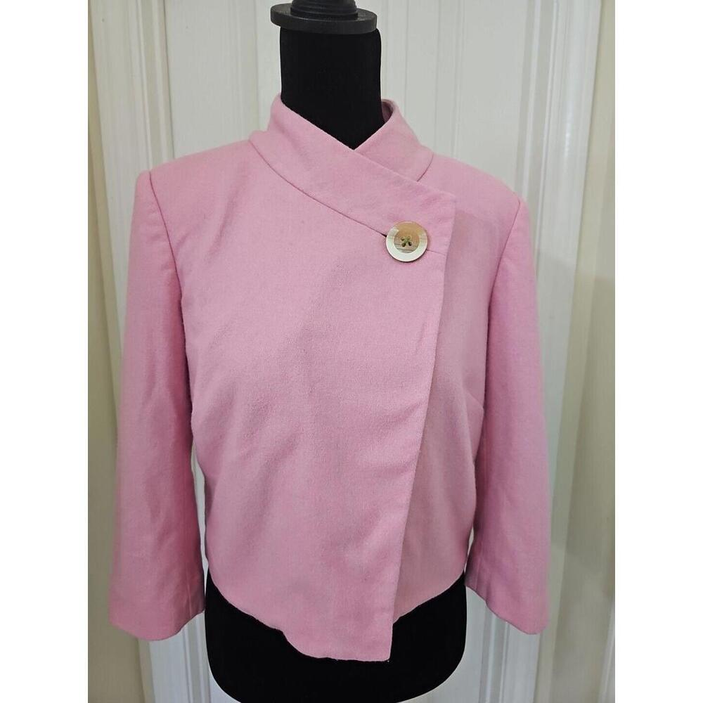 Vintage Lilly Pulitzer Cropped Blazer 6 Pink Wool Silk Pink One Button‎